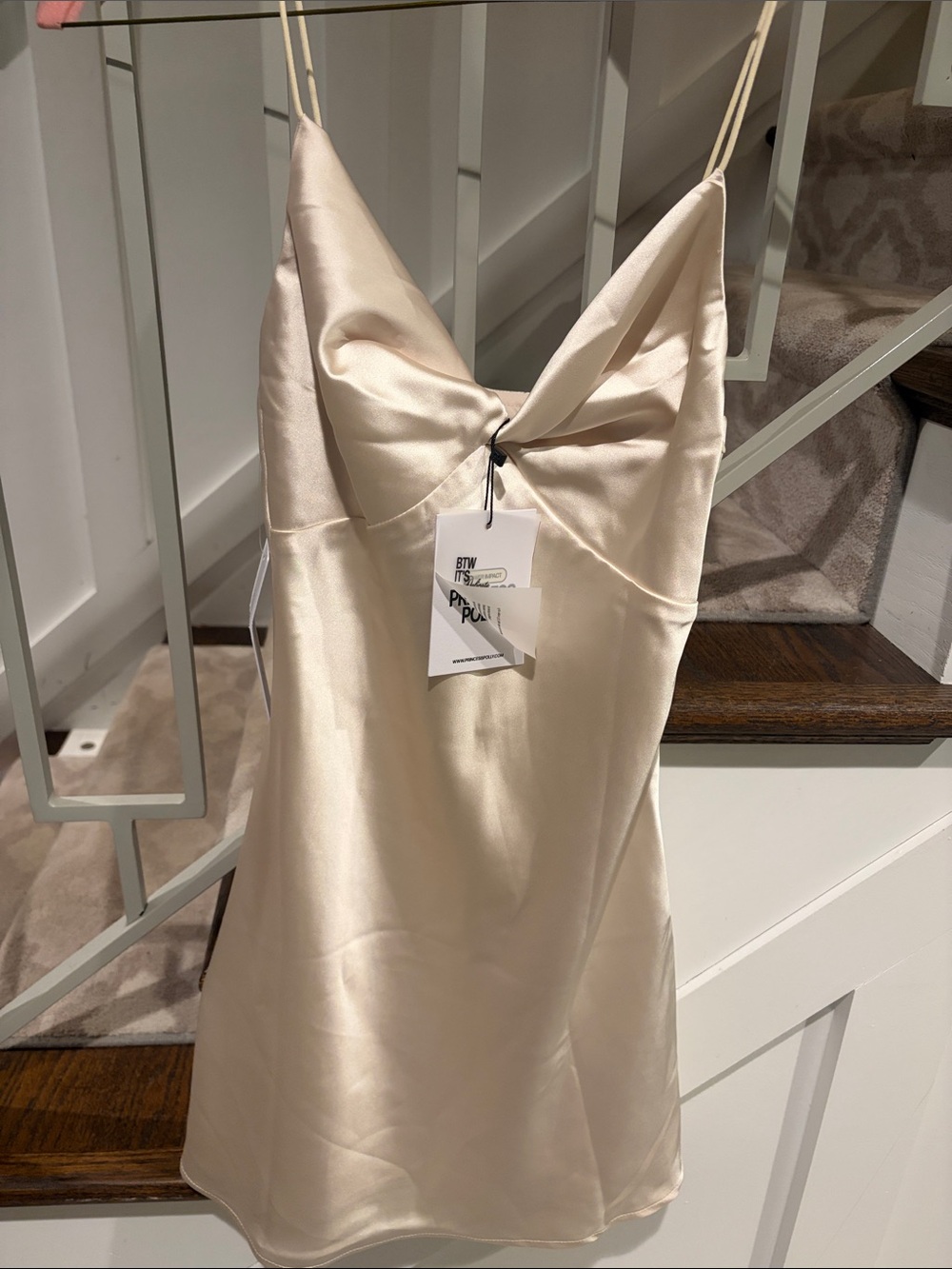 Princess Polly Satin Slip Mini Dress in Champagne